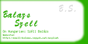balazs szell business card